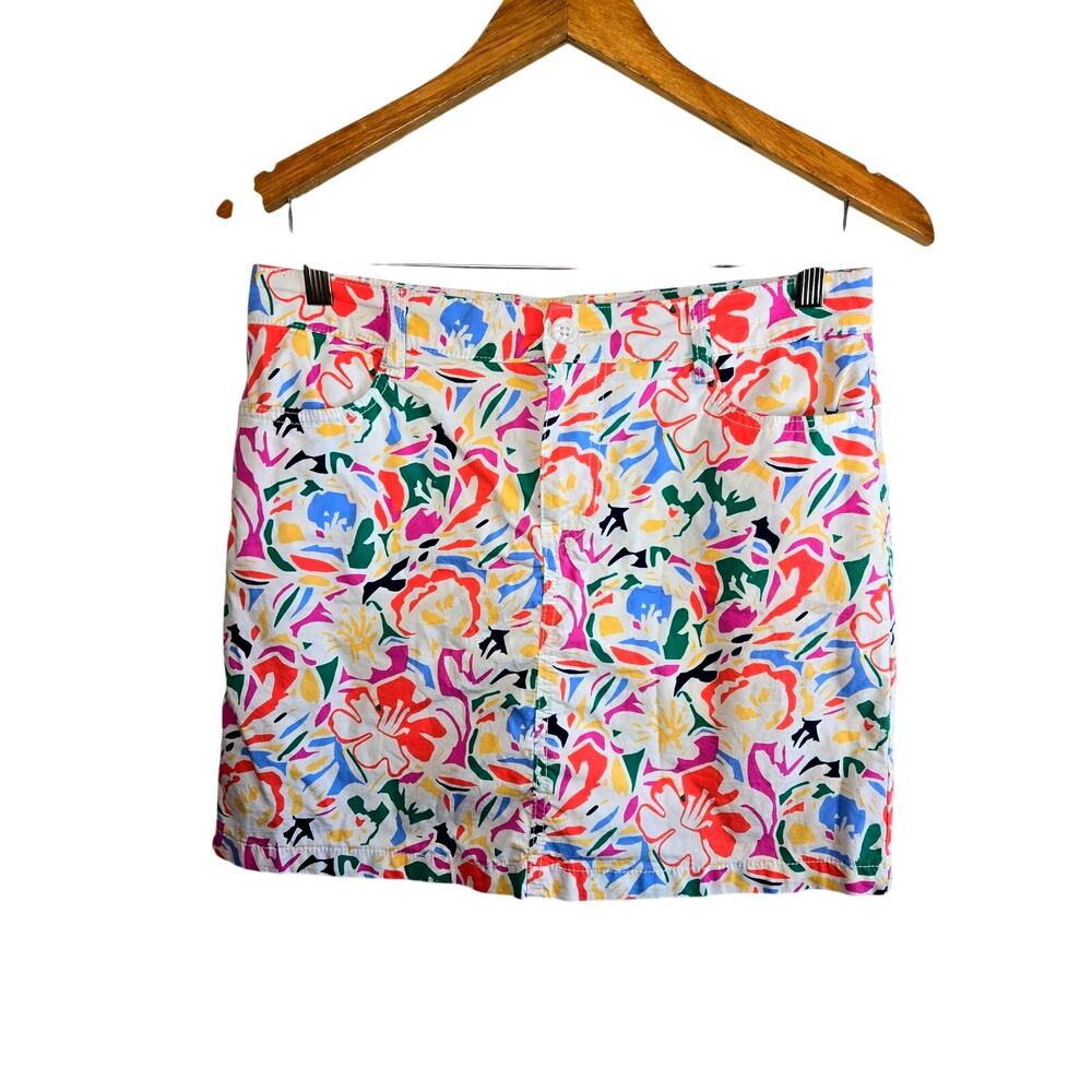Size 6 St John’s Bay Colorful Floral Skort 90s Retro Mini Skirt Built In Shorts